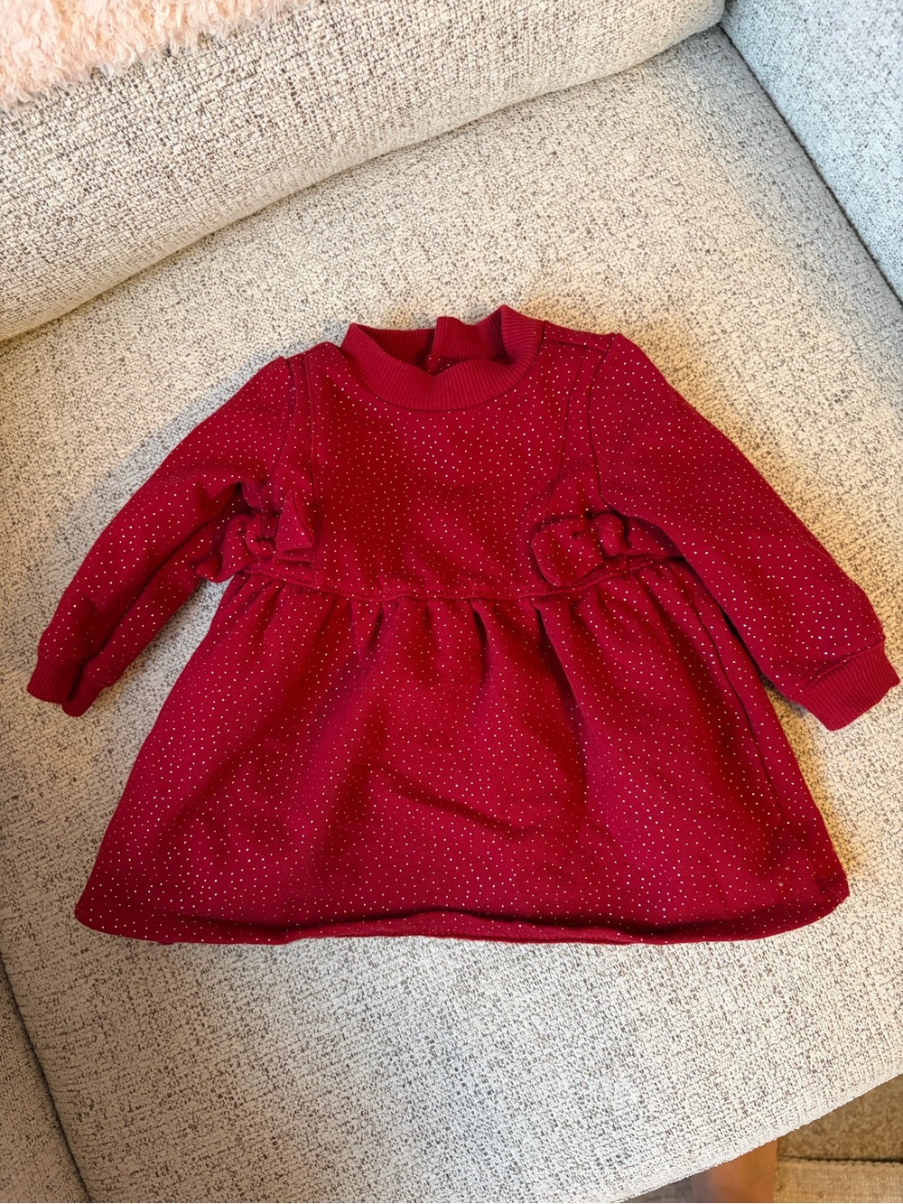 Carter's NB Newborn Red Sparkle Long Sleeve Christmas Holiday Party Dress